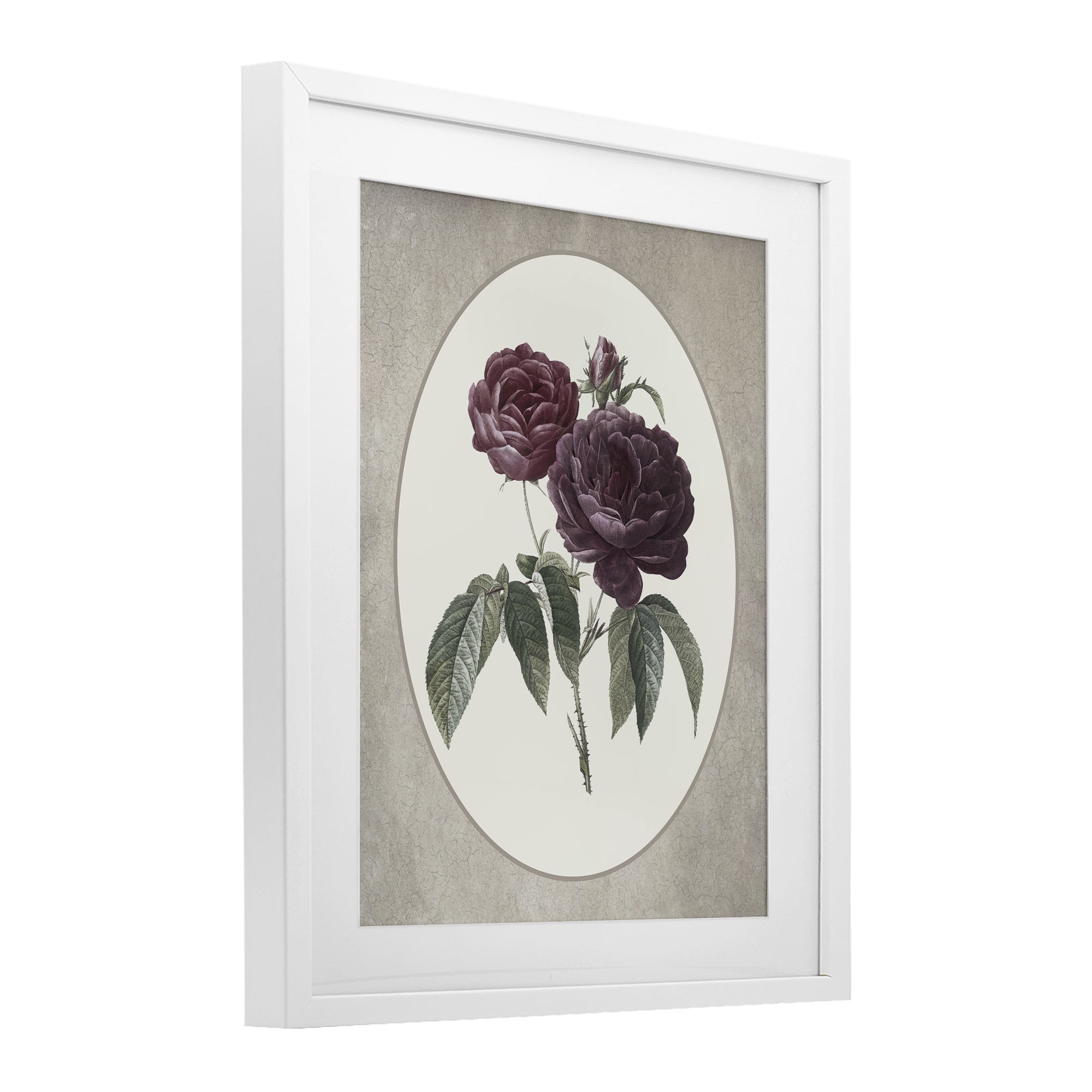 Vintage Blooms within Oval White Framed Print Under Glass, design by Lettered and Lined