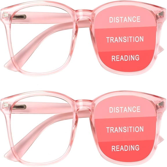 GJX 2-Pack Progressive Multifocal Computer Glasses Women Men Blue Light Blocking Reading Glasses Spring Hinge Readers (2 Pink,2.0)