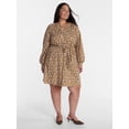 thumbnail image 2 of Terra & Sky Women's Plus Cotton Balloon Sleeve Tie Waist Tunic Dress, Sizes 0X-5X, 2 of 5