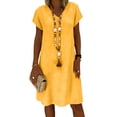 thumbnail image 6 of CIENVNSTG Summer Sleeveless V-Neck Beachwear Solid Oversized Dress Female Fashion Elegant Maxi Dress Yellow L, 6 of 7