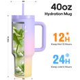 thumbnail image 4 of GEDUX 1200ml Tumbler with Handle, 2-in-1 Leak Proof Lid (Straw/Flip), Insulated Water Bottle, Stainless Steel Tumbler with Non-Slip Silicone, Wide Mouth Travel Mug Cupholder Friendly, 4 of 7