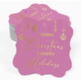 thumbnail image 2 of Inkdotpot Hang Tags Merry Christmas & Happy Text Favor Bracket Shape Gift Tags Real Gold Foil Bonbonniere Tag Pack Of 100, 2 of 7