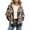 Brown Cow Print, variant on Grey Bat Print Women's Sherpa Lined Fuzzy Jacket Button Front Warm Winter Outerwear with Side Pockets, Long Sleeve Casual Halloween Style Coats for Daily Wear