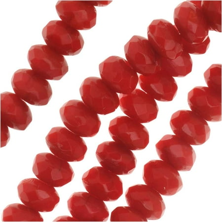 - Czech Fire Polished Glass, Donut Rondelle Beads 5x3.5mm, 50 Pieces, Red