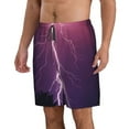 thumbnail image 2 of Kdxio Thunderstorm Violet Purple Pattern Mens Casual Shorts - Drawstring Summer Beach Sports Shorts for Men, 2 of 9