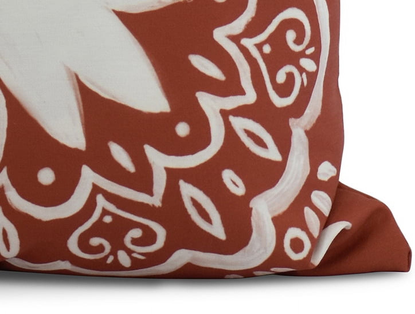 Simply Daisy, 18" x 18" Cuban Tile 1, Geometric Print Outdoor Pillow, Red Orange