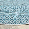 thumbnail image 3 of SAFAVIEH Courtyard Evander Geometric Indoor/Outdoor Area Rug, Gray/Aqua, 6'7" x 6'7" Round, 3 of 11