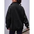 thumbnail image 5 of Sweatshirt for Women Fall Half Zip Pullover Oversized Fleece Mock Neck Hoodies Fashion Outfits Winter Clothing Black XL, 5 of 6