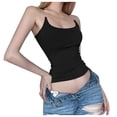 thumbnail image 1 of MIASHUI Women's Slim Vest Solid Color Sleeveless Basic Tank Tops,Black,L, 1 of 5