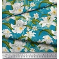 thumbnail image 3 of Soimoi Modal Satin Fabric Leaves & Lily Floral Decor Fabric Printed Yard 42 Inch Wide, 3 of 3