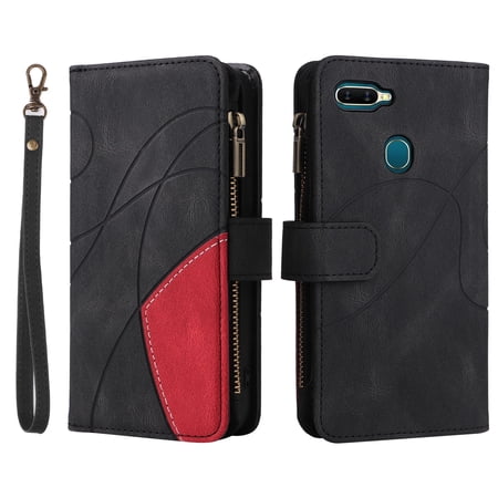 Phone Cover for Oppo A5s, Shockproof Purse 2 Color Assorted 9 Card Slots with Zipper Storage Handbag Case for Oppo A5s