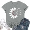 thumbnail image 2 of NAMTYQX Short Sleeve Tops for Women Cool Printed Comfy Short Sleeve Light Oversize Round Neck Casual Gemusterte Tshirts Shirts for Women Gray Size L, 2 of 5