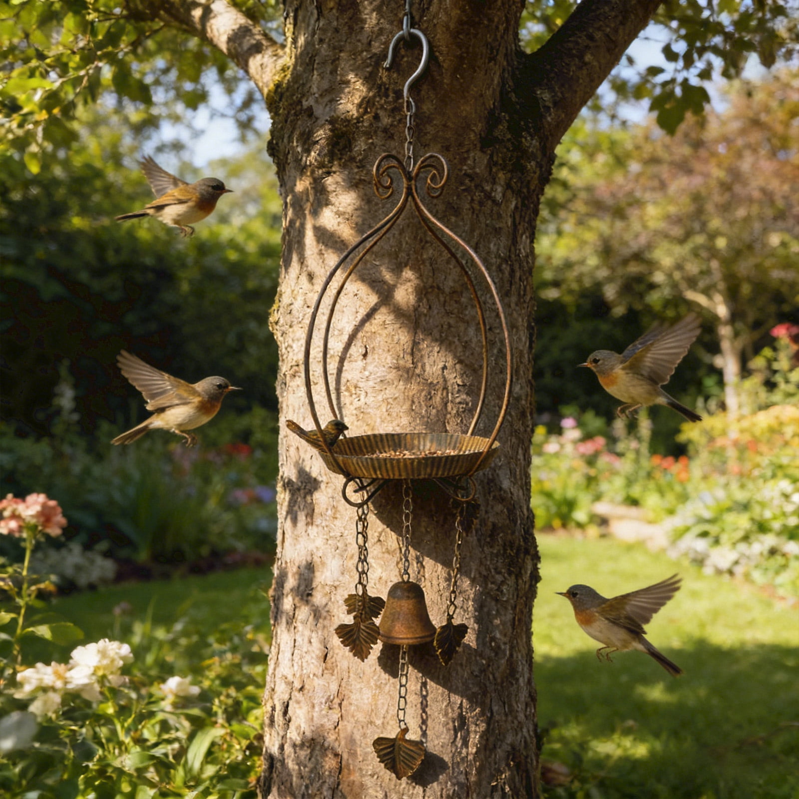 Unique Bird Feeder Decorative Resin Bird Feeder for Garden Patio Yard Outdoor Decor