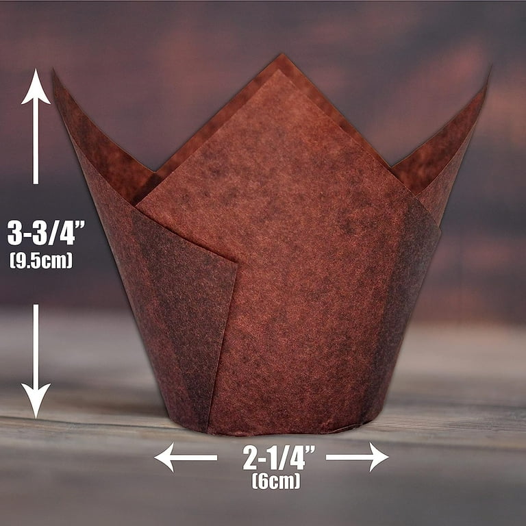 JUMBO EXTRA LARGE size) Natural+Brown+White Tulip Baking Cups 2-1