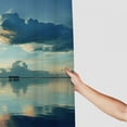 thumbnail image 3 of Chilfamy  Blue Shower Curtain, Romantic Scenery Photoart of Dusk Sunset Over The Calm Tropic Picture for Coastal Ocean, Cloth Fabric Bathroom Decor Set with Hooks, Blue Orange White, 3 of 7