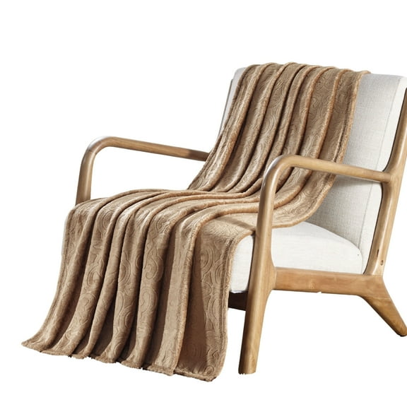 Plazatex Dama Embossed Decorative Super Soft Throw Blanket for Sleep/Decor 2 Pack 50" x 60" Taupe