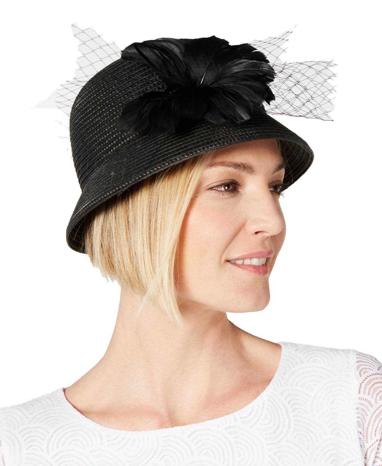 August Hat Womens Feather Flower 