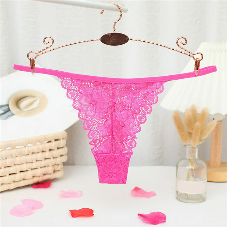 Zuwimk Panties For Women, Thongs for Women Lace Low Rise Underwear for  Ladies No Show T-back Tanga Panties Hot Pink,L