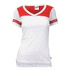 CPRVT 268VES106XLG 0.75 in. 3.25 oz Burnout Football Tee Shirt with Sleeve Stripes for Junior, White & Red - Extra Large