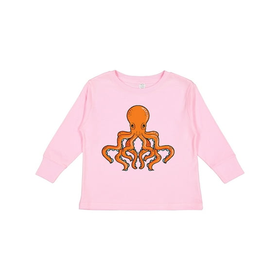 Inktastic Orange Octopus Boys or Girls Long Sleeve Toddler T-Shirt