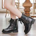 thumbnail image 2 of KPOPLK Girls Ankle Boots Fall Chunky Heel with Classic Lace Up Buckle Straps Dress Booties for Little Kids/Big Kids(12.5,Black), 2 of 9