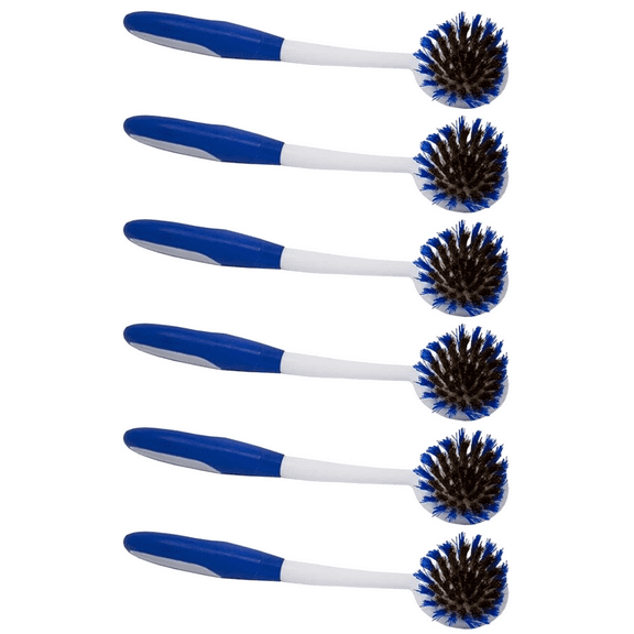 LOLA Pro Pot N' Pan Heavy Duty Cleaning Brush, Comfort Rubber Non-Slip Grip 6 Pk