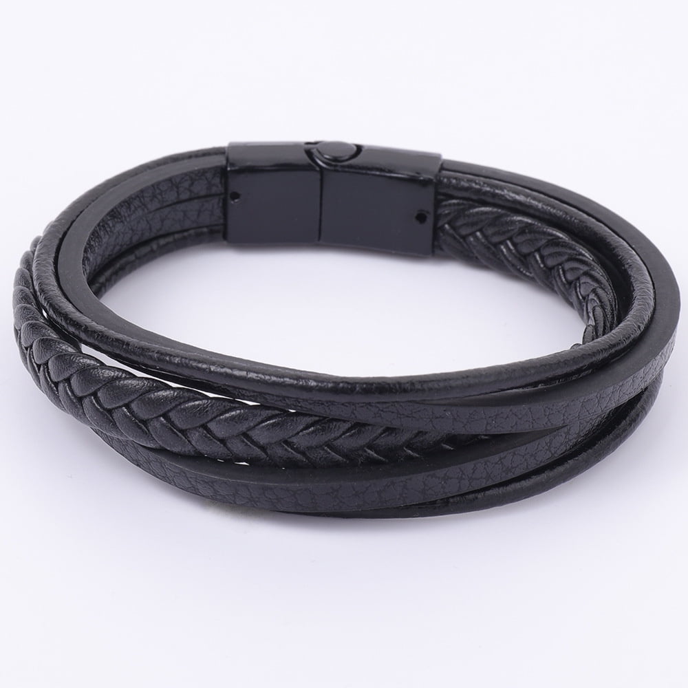 Hand braided leather bracelet for men with 6 thongs Special gift for husband 1st quality leather Round braided bangle for her boyfriend.