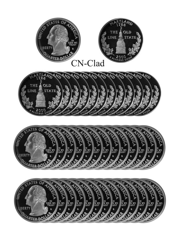 Collectible 2000-S Maryland State Quarter Proof Roll - 40 Clad Coins