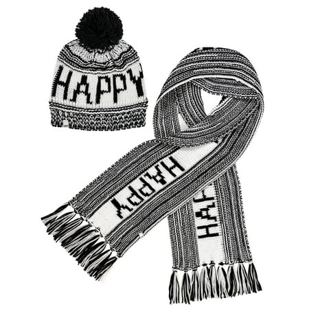 ED Ellen DeGeneres Ladies 2 Piece Heavy Chunky Knit Cold Weather Accessory Set with Pom Hat and (Best Black Ops Two Emblems)