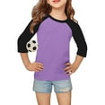 thumbnail image 6 of Frwgonr Girls Lightweight Top Size 3T-14 Crewneck Raglan 3/4 Sleeve Shirts Clothes Cute Pullovers Tops Purple, 6 of 6