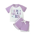 thumbnail image 2 of Baby Girl 2Pcs Summer Outfits Short Sleeve Butterfly Letter Print T-Shirt + Shorts Set Infant Clothes, 2 of 10