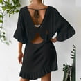 thumbnail image 2 of Zpanxa Bathing Suit Cover up for Women Bathing Suit Bikini Swimsuit Coverup Beach Crochet Loose Hollow Out Coverup Skirt Black One Size, 2 of 8