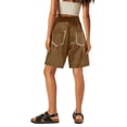 thumbnail image 3 of Garbnen Women Bermuda Shorts Patchwork Curve Womens Biker Shorts Drawstring Striped Women's Cargo Shorts with Multiple Pockets, 3 of 4