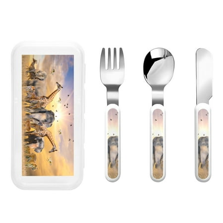 

Salouo Vintage Wildlife Protection Pattern 3 Pieces Toddler Utensils Kids Silverware Set Stainless Steel Utensils for Kids Children Safe Spoons Forks & Knife Dishwasher Safe