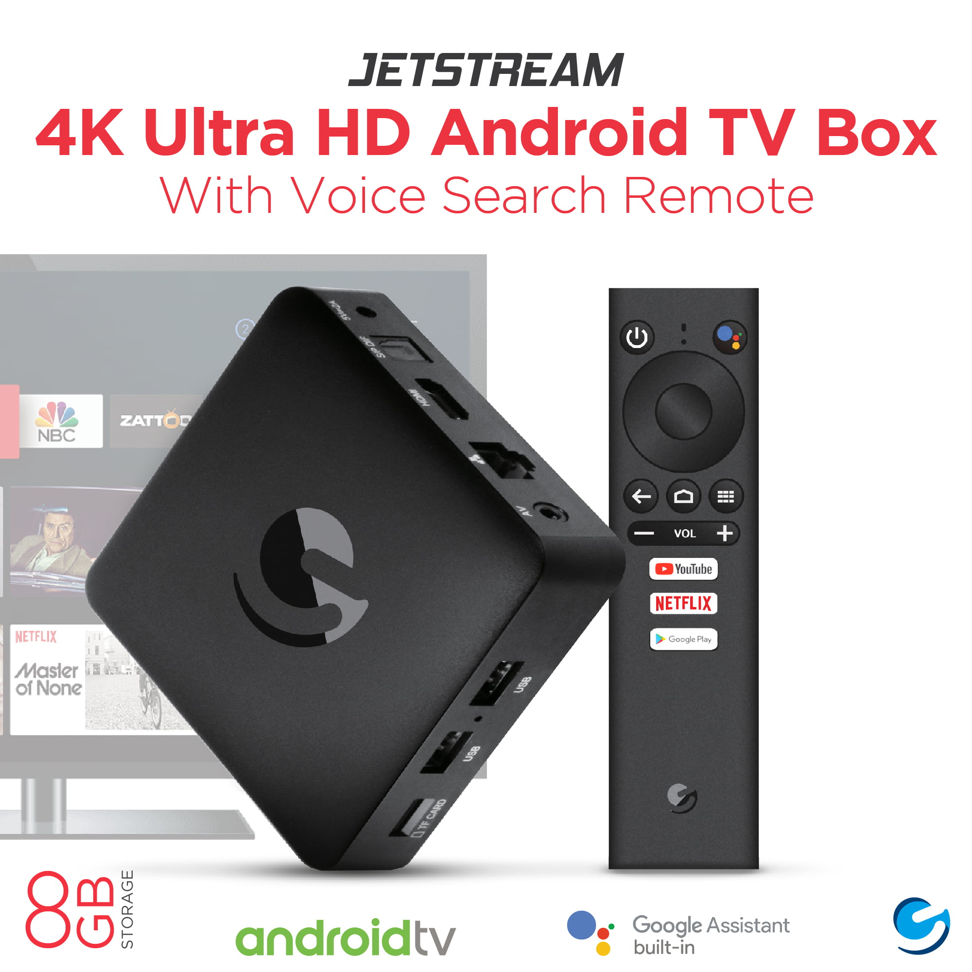 Ematic Jetstream 4K Ultra HD Android TV Box with Voice Search Remote  (AGT418) 