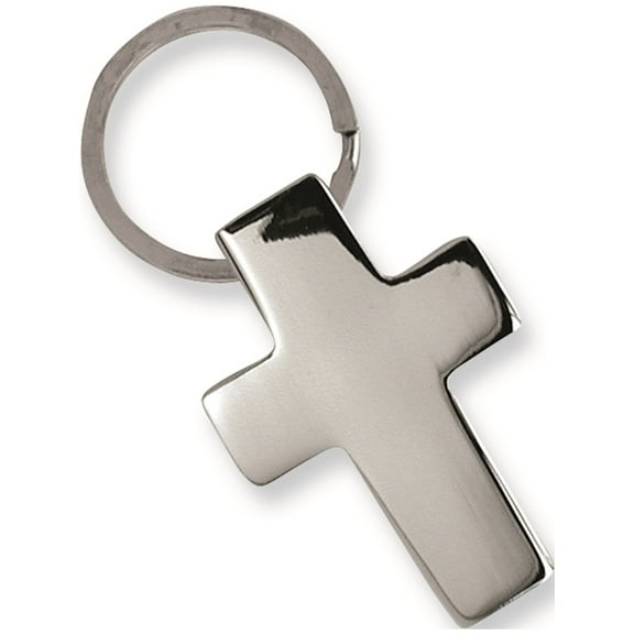 Polished Nickel-Plated Cross Key Ring Designer Jewelry by Sweet Pea