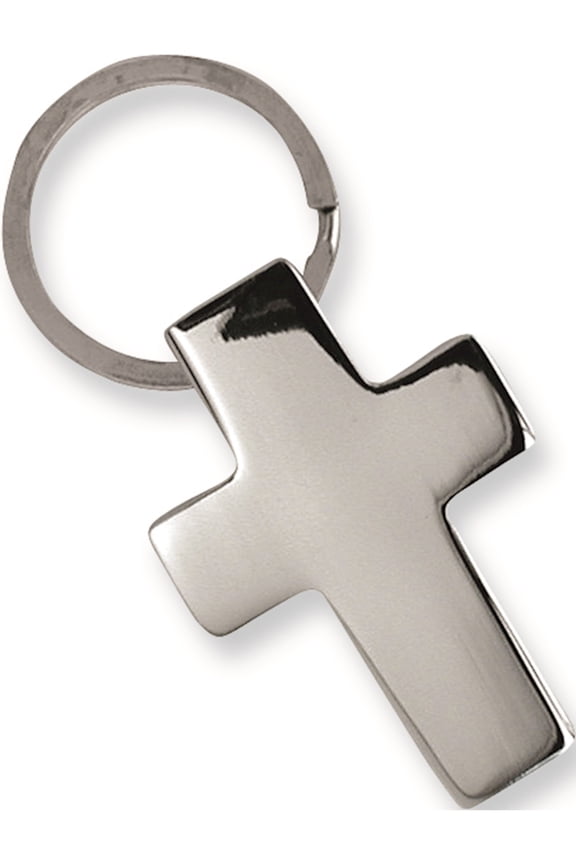 Polished Nickel-Plated Cross Key Ring Designer Jewelry by Sweet Pea