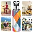 thumbnail image 7 of Yayeee 20oz Insulated Water Bottle Double Wall Stainless Steel with Flip Straw Lid, Colorful Triangles, 7 of 7
