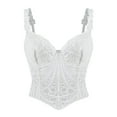 thumbnail image 3 of Ugoldhm Women's Overbust Corset Bustier - Strap Lace-Up Eyelet Crochect Shapewear Underwear, 3 of 3