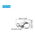 thumbnail image 2 of Uxcell 9x6mm Lobster Clasp, 100Pcs 304 Stainless Steel Lobster Claws Connector, Silver, 2 of 6