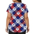 thumbnail image 5 of Trgacdwlo S-5XL 4th of July Plus Size Scrub Top Stars Stripe Print Womens Work Tops V Neck Short Sleeve Nurse Uniform with Pocket, 5 of 5