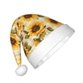thumbnail image 2 of Honeii Scottish Plaid Sunflower Print Hat Santa Claus Hat For Xmas Party, Christmas Caps For Boys Girls Child,Christmas Beanie, 2 of 6
