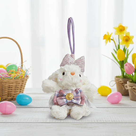 4.7 inch Easter Cute Lop-eared Bunny Plush Bag Charm Soft Adorable Animal Keychain Premium Plush Toy Pendant Backpack Accessory Easter Basket Stuffer Spring Gift