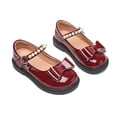 thumbnail image 6 of JAJAHO Girls Mary Jane Flats Dress Shoes Bow Pearl Pu Leather Hook And Loop Kids School Uniform Shoes Wedding Party Footwear 2-13Y, 6 of 6