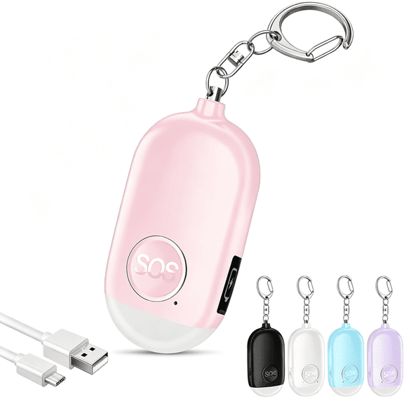 XUBIYM Personal Safety Alarm for Women,Rechargeable 130Db Self Defense Alarm Keychain with Led Flashlight,Emergency Safe Sound Security for Children Elderly College Girls Men,Pink