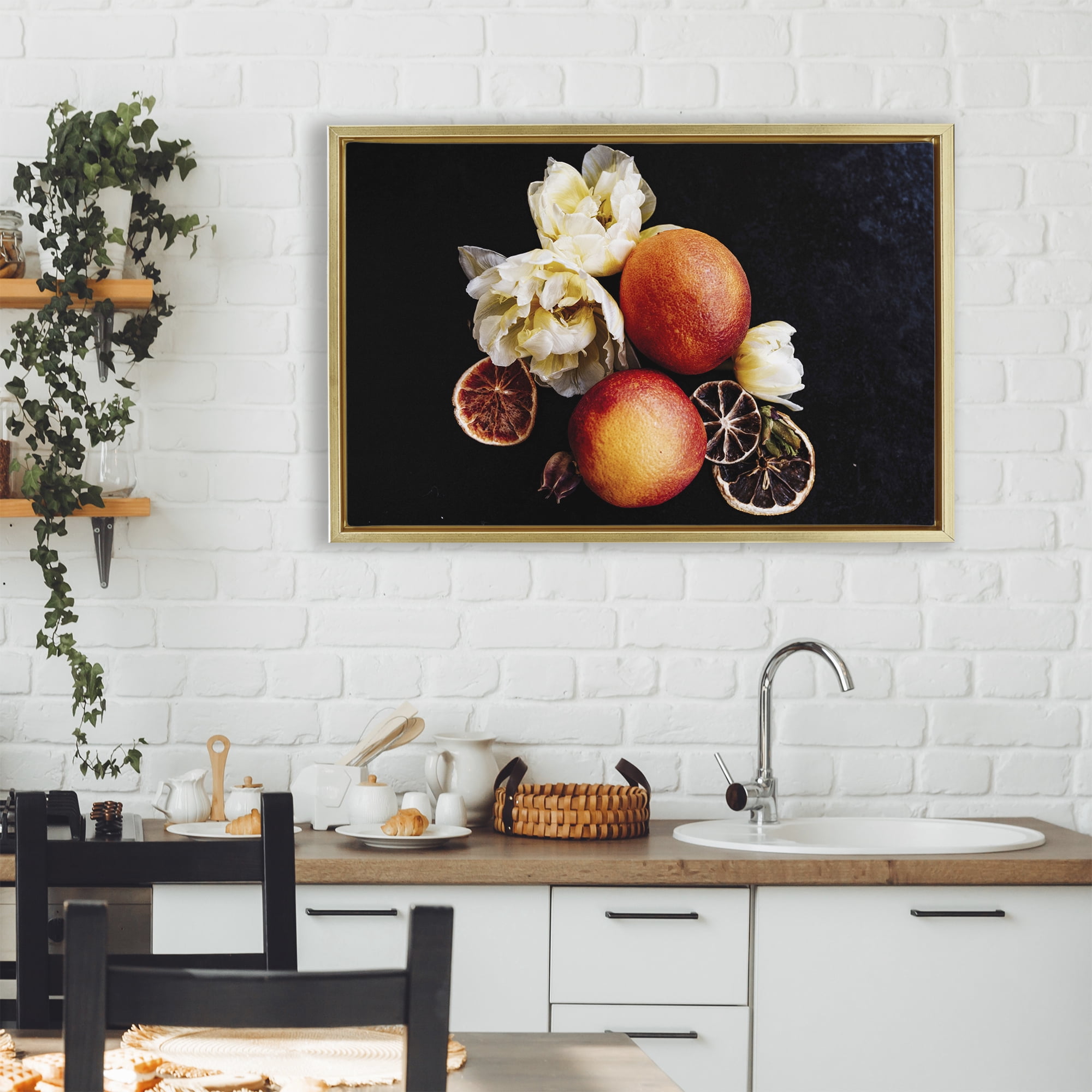 The Still Spring Fruit Gold Framed Floater Canvas Wall Art, design by Amy Carroll