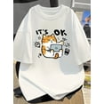 thumbnail image 1 of Breathable Cotton Short Sleeve Tee - Men's Casual Loose Fit T-Shirt with Cute Cat Print for Summer, 1 of 6