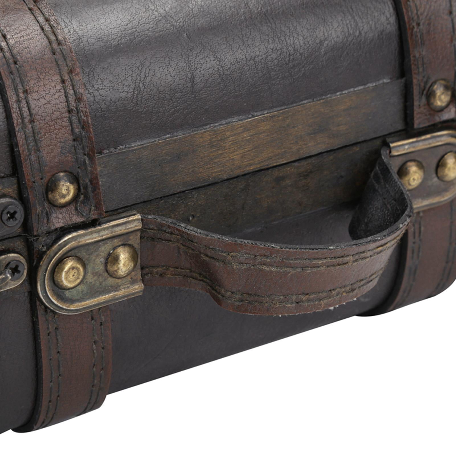 Yajisi Retro Wooden Suitcase, Chinese Style Decorative Box, Double-Layer Storage Case for Photography Props & Home Decoration, 10.6" x 6.7" x 1.6"