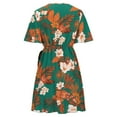 thumbnail image 5 of QUYUON Plus Size Beach Dress for Women Summer Wrap V-Neck Short Sleeve T-Shirt Dress Floral Printed Ruffle Wrap Dress Side Tie Knot A-Line Vintage Cocktail Dress Wedding Guest Dresses, Green L, 5 of 7