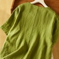 thumbnail image 3 of Women's Casual T-Shirts Summer Short Sleeve Floral Embroidered Tunic Tops Loose Cotton Linen Trendy Blouses Shirts L-2XL, Green, XXL, 3 of 6